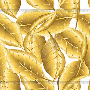 Бесшовный цветочный узор с золотой осенней листвой - векторный клипарт