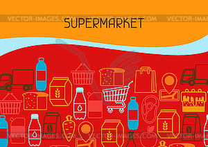 Supermarket background with food icons - vector clipart