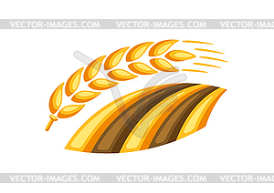 Field with ripe wheat ear - vector clipart