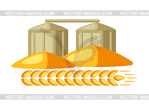 Granary with ripe wheat ear - vector image