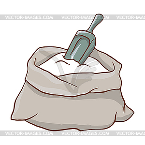 Flour sack with scoop - vector image