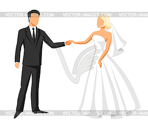 Wedding bride and groom - vector clip art