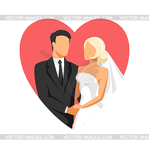 Wedding bride and groom - color vector clipart