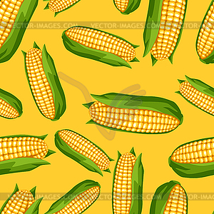 Seamless pattern with sweet golden ripe corn - royalty-free vector clipart