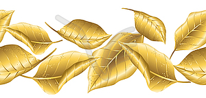 Бесшовный цветочный узор с золотой осенней листвой - клипарт в векторе