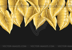 Бесшовный цветочный узор с золотой осенней листвой - изображение в векторном формате