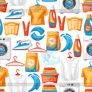 Laundry service seamless pattern with professional - vector image