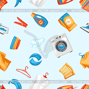 Laundry service seamless pattern with professional - vector image