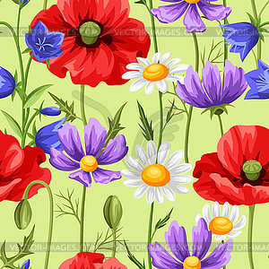 Seamless pattern with summer flowers - stock vector clipart