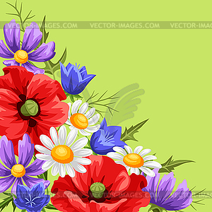 Background with summer flowers - vector image