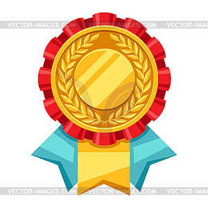 Цветная розетка с золотой медалью - векторное изображение EPS