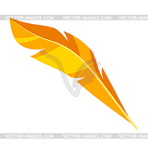 Yellow feather - vector image