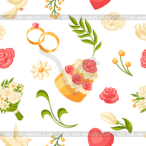 Wedding seamless pattern. Marriage background - vector clipart / vector image