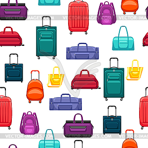 Seamless pattern with travel suitcases and bags - vector clip art