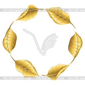 Floral frame with gold autumn foliage - vector image