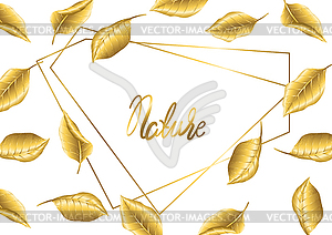 Floral background with gold autumn foliage - vector clipart