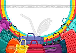 Background with travel suitcases and bags - vector image