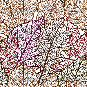 Бесшовный цветочный узор с осенней листвой - клипарт в векторном виде