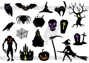 Happy Halloween set of celebration items - vector clipart