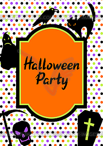 Happy Halloween greeting card with celebration items - vector clipart