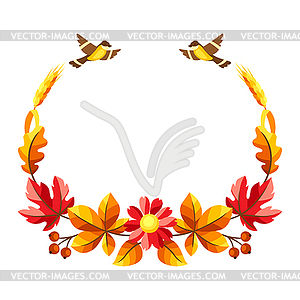 Autumn frame with seasonal leaves and items - vector clipart