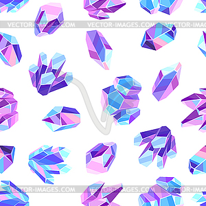 Seamless pattern with crystals and minerals - vector image