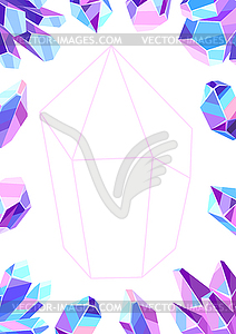 Frame with crystals and minerals - vector clipart