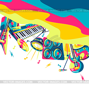 Background with musical instruments - vector image