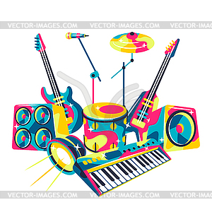 Background with musical instruments - vector image