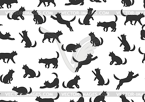 Seamless pattern with stylized cats in various poses - vector EPS clipart