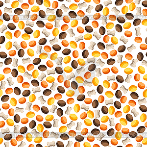 Seamless pattern with dry food for cats or dogs - vector image
