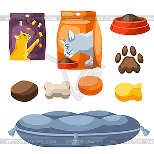 Set of various cat items - vector clip art