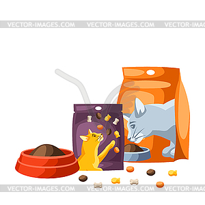 Background with various cat items - vector clipart