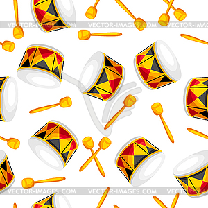 Seamless pattern with carnival drums - vector image