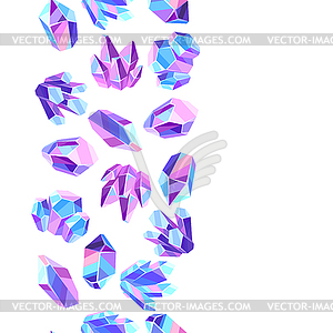 Бесшовный фон с кристаллами и минералами - векторное изображение клипарта