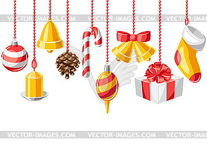 Merry Christmas seamless pattern - color vector clipart