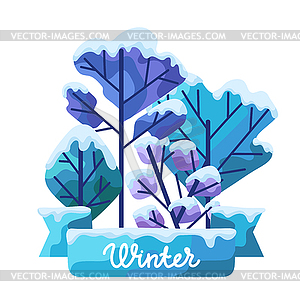 Winter background with trees - vector image