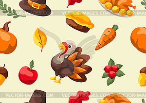 Happy Thanksgiving Day seamless pattern - vector image