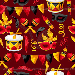 Carnival party seamless pattern with celebration - vector image