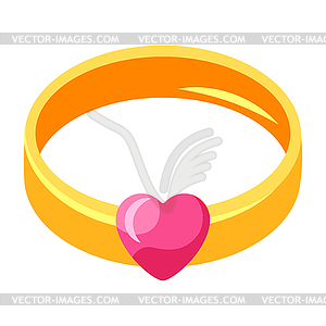 Золотое кольцо с сердечком - векторное изображение EPS