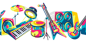 Pattern with musical instruments - vector image
