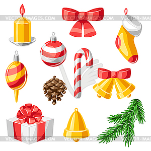 Set of Merry Christmas decorative items - vector clipart / vector image