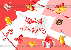 Merry Christmas greeting card - vector image