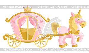 Princess unicorn and carriage - vector clipart / vector image