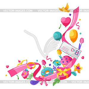 Happy Valentine Day ribbon frame - royalty-free vector clipart