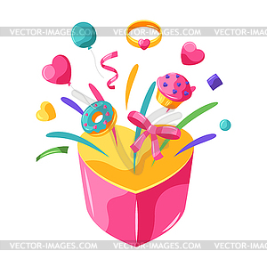 Happy Valentine Day box with splashes - vector image