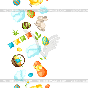 Happy Easter seamless pattern with holiday items - vector image