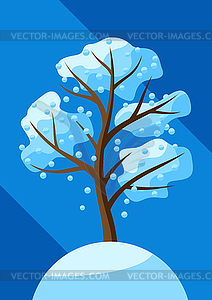 Winter tree with falling snow - vector clipart