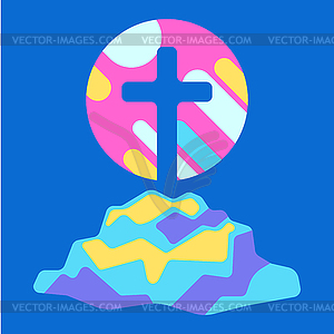 Happy Easter with cross - vector image