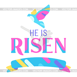 He is risen. Happy Easter greeting card - vector image